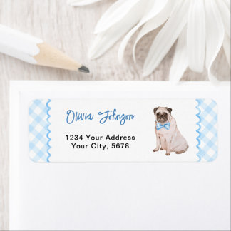 Hund Blau Gingham Babyparty Adresse