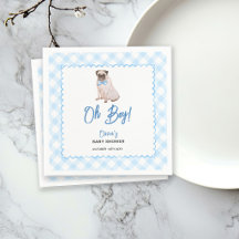 Hund Blau Gingham Oh Junge Baby Shower