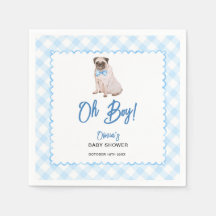 Hund Blau Gingham Oh Junge Baby Shower