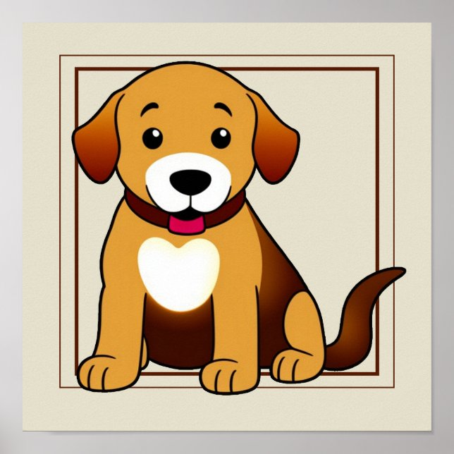 Hund Braun, sitzend -  Poster (Vorne)