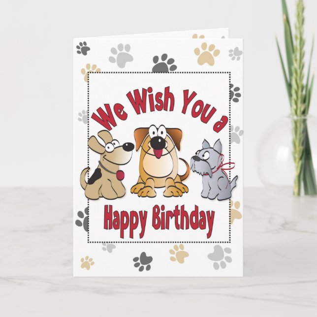 Hund Cartoon Happy Birthday Card Karte (Vorderseite)