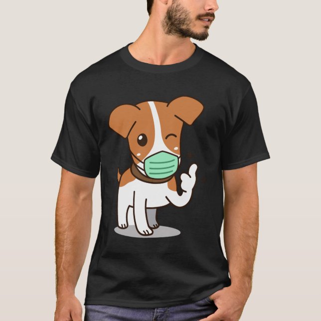 Hund-Cartoon mit Maske T-Shirt (Vorderseite)