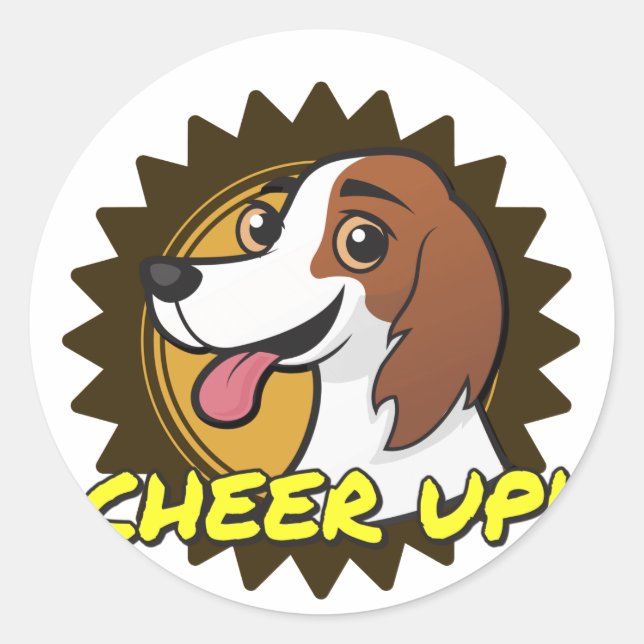 Hund - Cheer auf! Runder Aufkleber (Vorderseite)