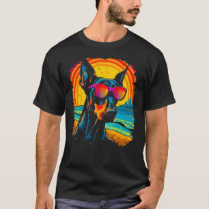Hund Cooler Dobermann Pinscher Sonnenbrille T-Shirt