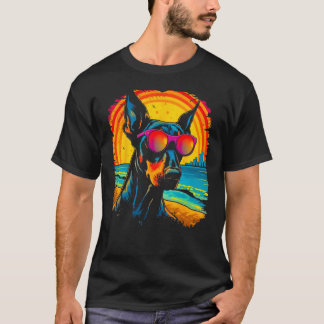 Hund Cooler Dobermann Pinscher Sonnenbrille T-Shirt