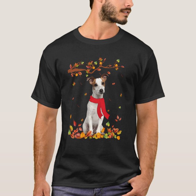 Hund Cooler Jack Russell Terrier HerbstErntedank T-Shirt (Vorderseite)