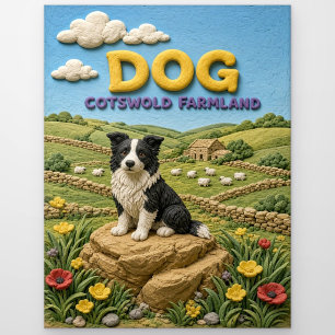 Hund Cotswold Farmland Modern KlayKoo Postkarte