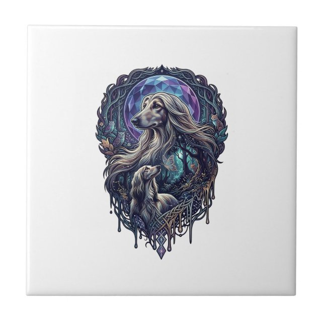 Hund Crystal Moon Enchanted Forest_1 Fliese (Vorderseite)