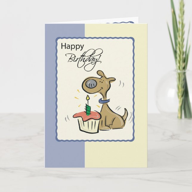 Hund Cupcake Birthday Karte (Vorderseite)