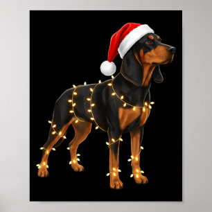 Hund Dachshund Eingewickelt In Weihnachtslichter - Poster