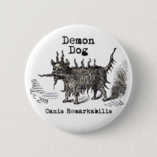 Hund-Dämon Vintage Lustig Süß Button