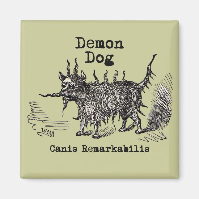 Hund-Dämon Vintage Lustig Süß Magnet (Vorne)