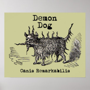 Hund-Dämon Vintage Lustig Süß Poster