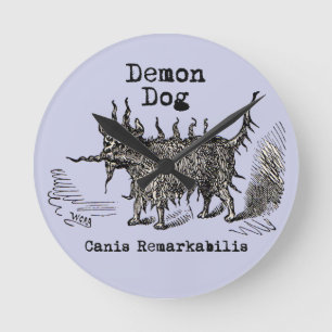 Hund-Dämon Vintage Lustig Süß Runde Wanduhr