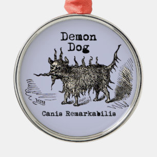 Hund-Dämon Vintage Lustig Süß Silbernes Ornament