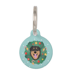 Hund dekoriert Weihnachtskranz Haustiermarke