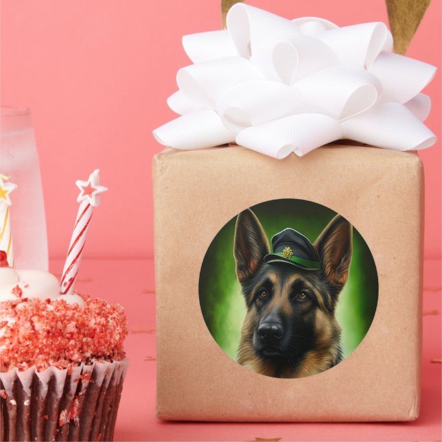 Hund der Deutschen Schäferhunde in St. Patrick's D Runder Aufkleber (Party)