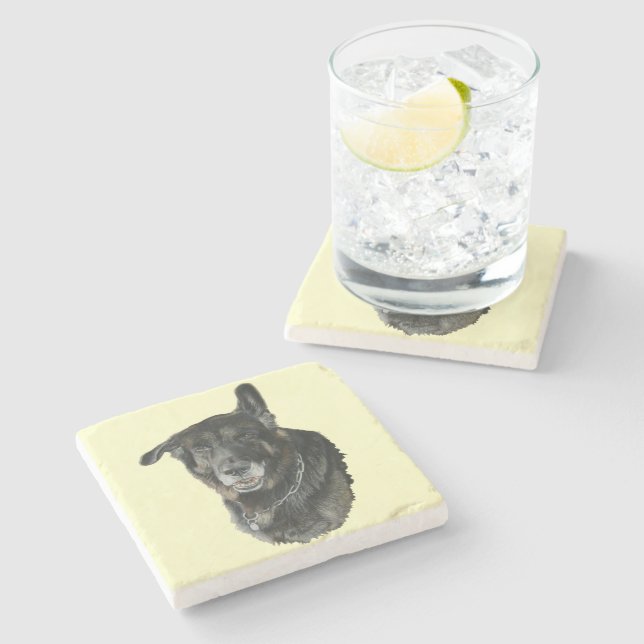 Hund der deutschen Schafhirte Steinuntersetzer (Seitenansicht)