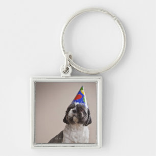 Hund, der Geburtstag hat Schlüsselanhänger