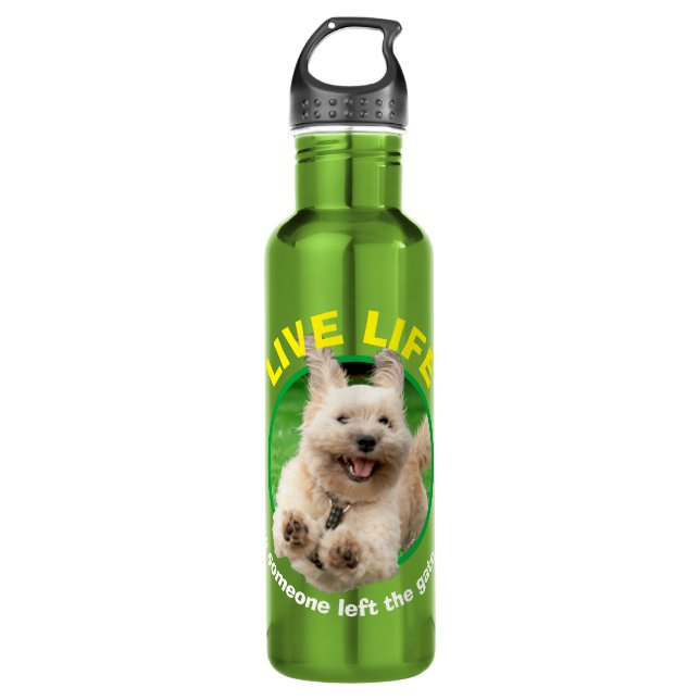 Hund, der in Hof läuft Edelstahlflasche (Vorderseite)