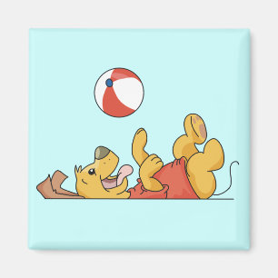 Hund, der mit Ball-T-Shirts und Geschenken spielt Magnet