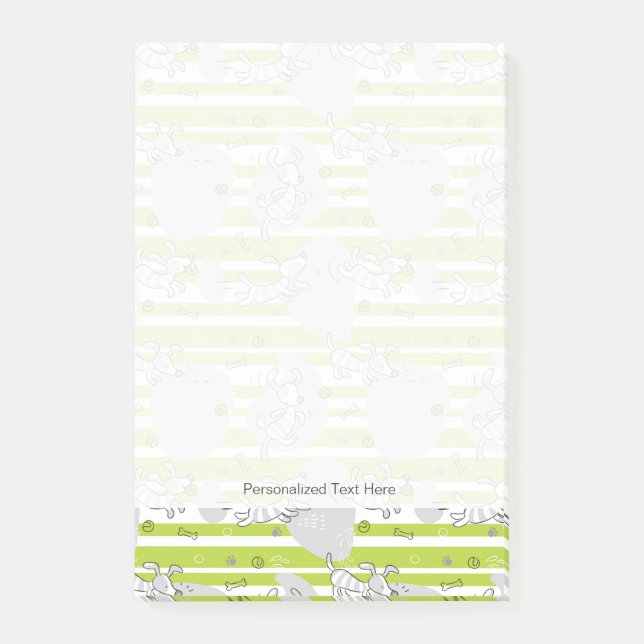 Hund, der Musterhintergrund spielt Post-it Klebezettel (Vorderseite)