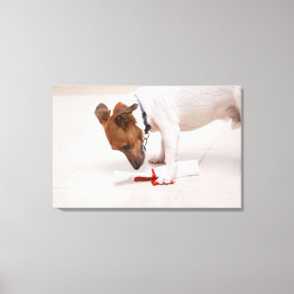 Hund, der nach einem Diplom sucht Leinwanddruck