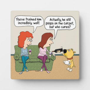 Hund, der Wein gießt, wenn er nicht Kacke Fotoplatte