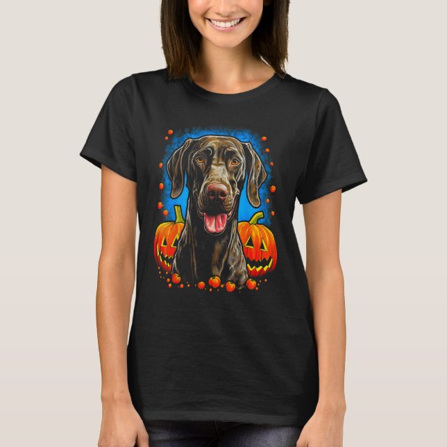 Hund Deutsch Kurzhaar Halloween Pumpkin 1 T-Shirt (Vorderseite)