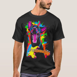 Hund Dobermann Pinscher Gitarrist T-Shirt