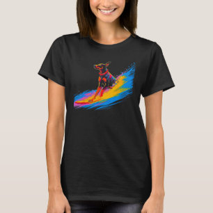 Hund Dobermann Pinscher Surfer T-Shirt