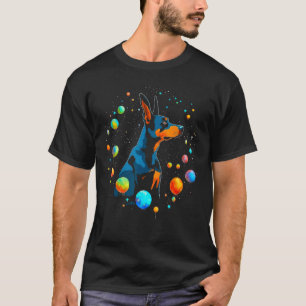Hund Dobermann Pinscher Weltraum Planet T-Shirt