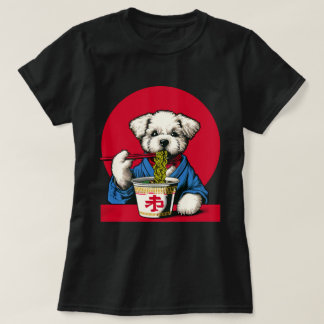Hund Eating Ramen Noodles Niedliche Vintage japani T-Shirt