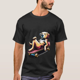 Hund entspannt auf Skateboard Cooles Motiv T-Shirt