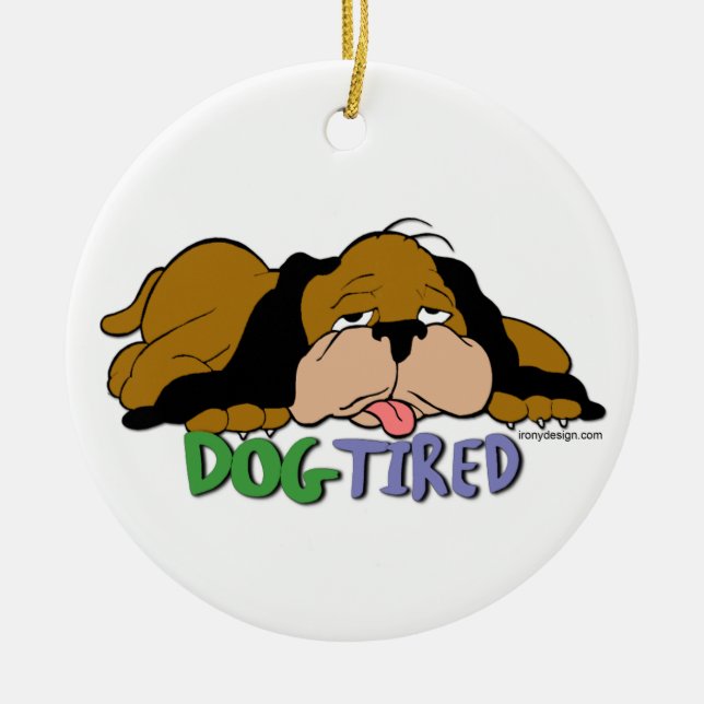 Hund ermüdet keramikornament (Vorne)