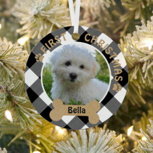 Hund ERSTE CHRISTMAS 2-seitig 2-Foto Ornament Aus Metall