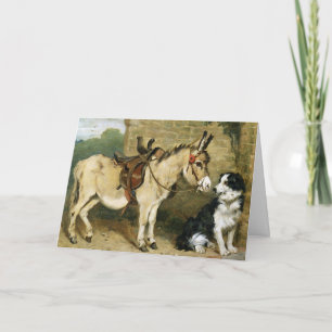 Hund & Esel Tierfreunde - Vintage-Kunst von Emms Karte