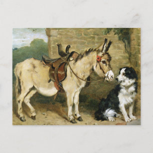 Hund & Esel Tierfreunde - Vintage-Kunst von Emms Postkarte