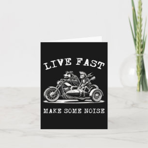 Hund fährt Motorrad und Katze spielt Gitarre Punk Karte