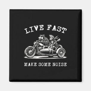 Hund fährt Motorrad und Katze spielt Gitarre Punk  Magnet