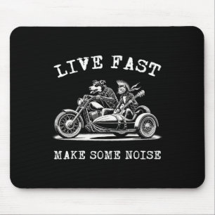Hund fährt Motorrad und Katze spielt Gitarre Punk Mousepad