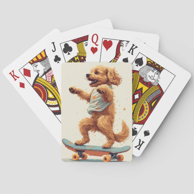 Hund fährt Skateboard Puzzle Spielkarten (Rückseite)