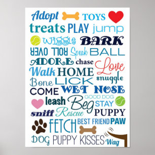 Hund fasst Plakat ab