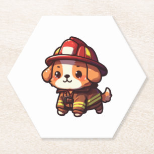 Hund Firefighter Classic T-Shirt (2) Untersetzer