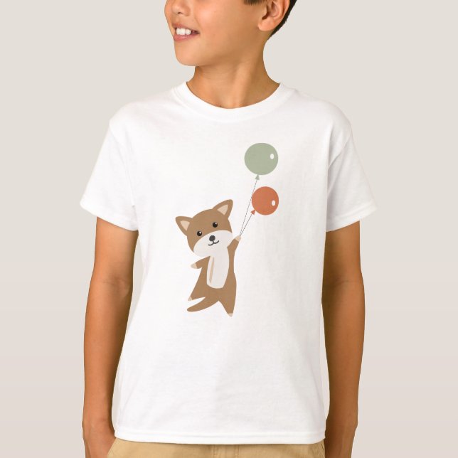 Hund fliegt mit Balloons Funny Animal auf T-Shirt (Vorderseite)