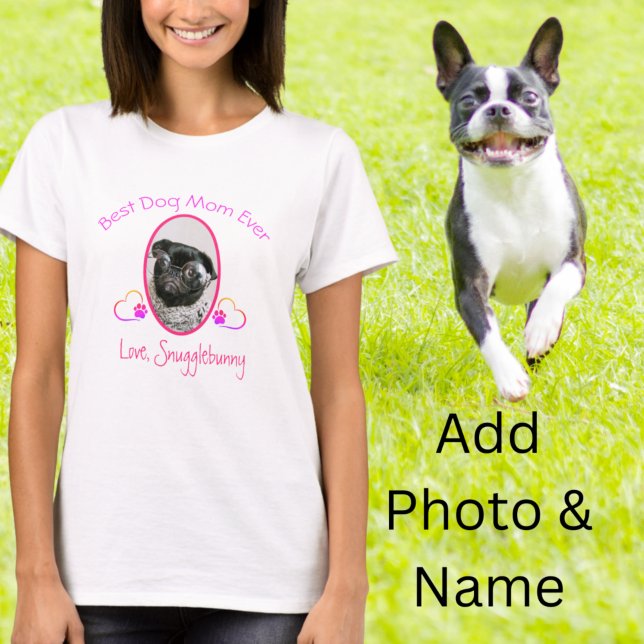 Hund Foto Beste Hündin Mama je Heart Paw Print T-S T-Shirt (Von Creator hochgeladen)