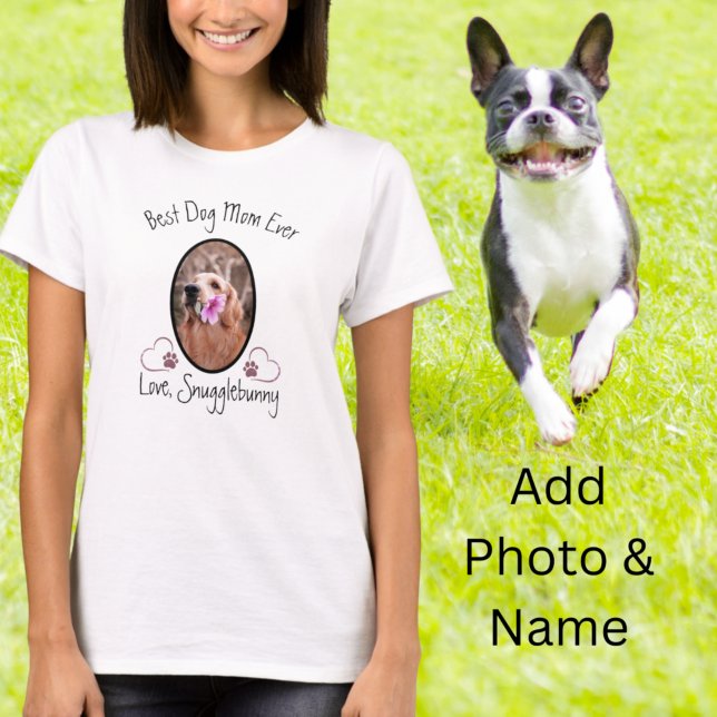 Hund Foto Beste Hündin Mama je Heart Paw Print T-S T-Shirt (Von Creator hochgeladen)