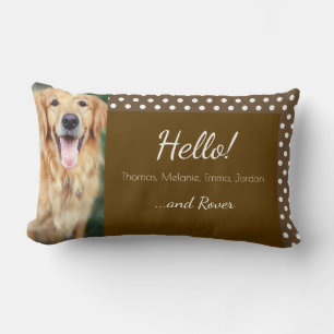 Hund Foto Familienname Polka Dot Brown Lendenkissen