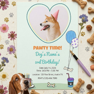 Hund Foto Haustier Pawty Geburtstagsfeier Design T Einladung