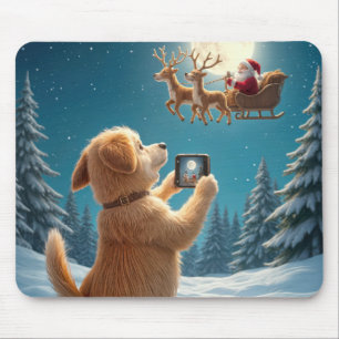Hund fotografieren den Weihnachtsmann in Sleigh Mousepad